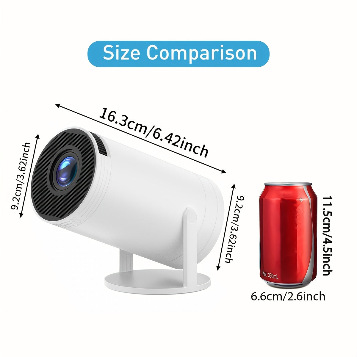 Mini Portable Projector Ultra HD Brightness 180° Rotatable WiFi Home Theater