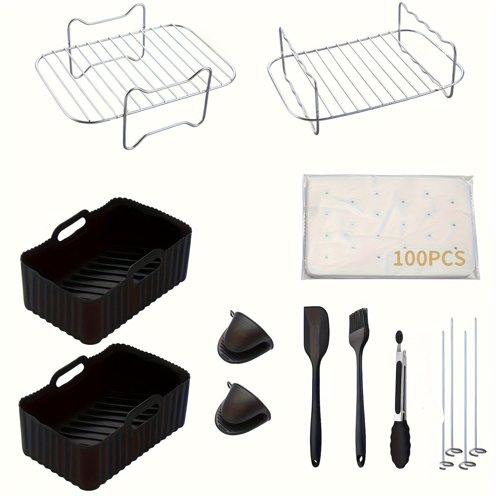 Stainless Steel Double Layer Grill Rack Set for Air Fryer Accessories for Multiple Kitchen Appliances