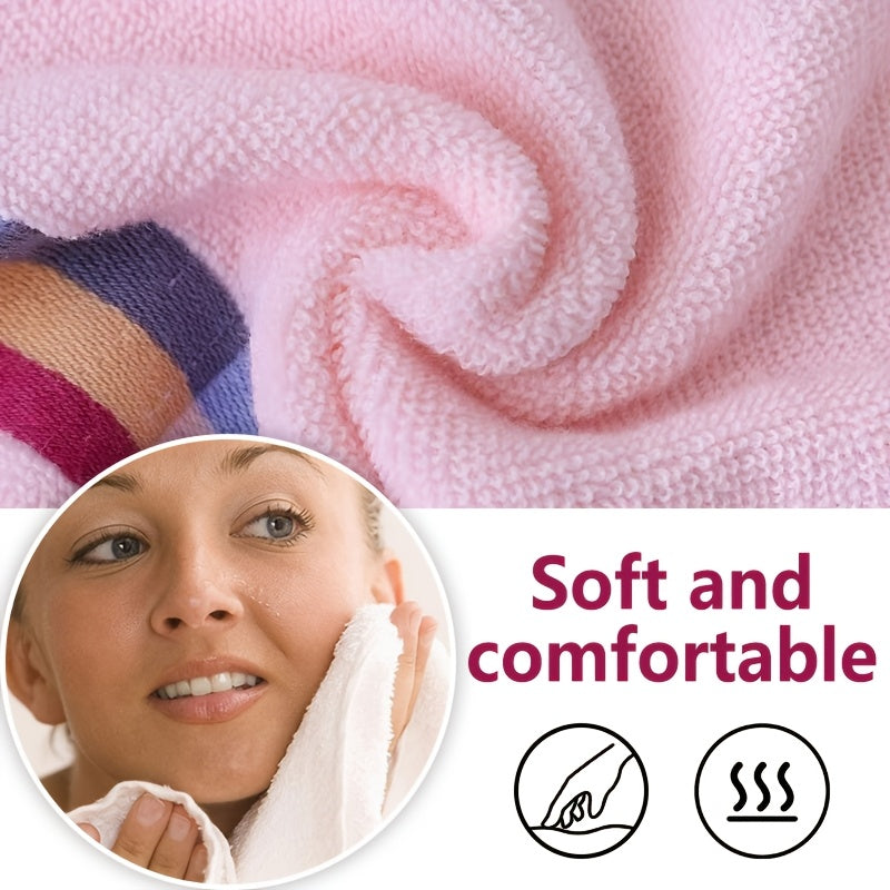 3-chi qismli yorqin chiziqli sayohat sochiqlari, tez quriydigan, engil paxta polyester to'plami, yuz, vanna, sport, spa, tabiatda yurish uchun