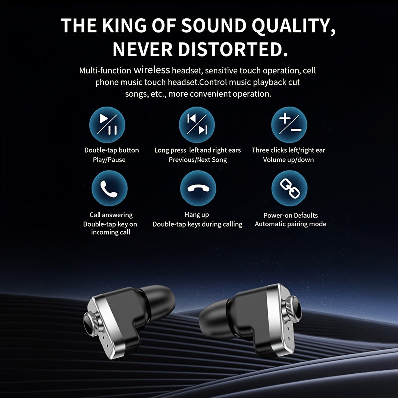 Reloj inteligente para hombres con auriculares TWS integrados, pantalla táctil HD, rastreador de actividad física, correa de acero y silicona resistente al agua