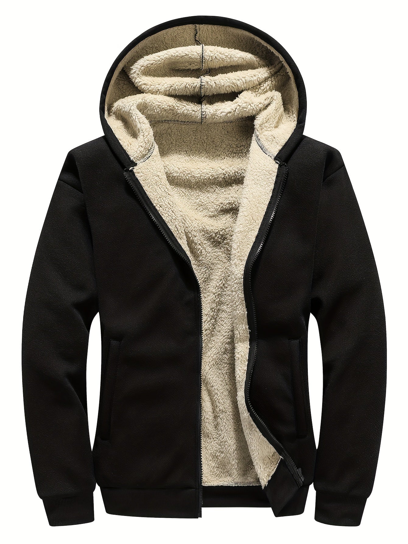 Men's Plus Size Fleece Hoodie Zip Up Casual Jacket for Fall Winter