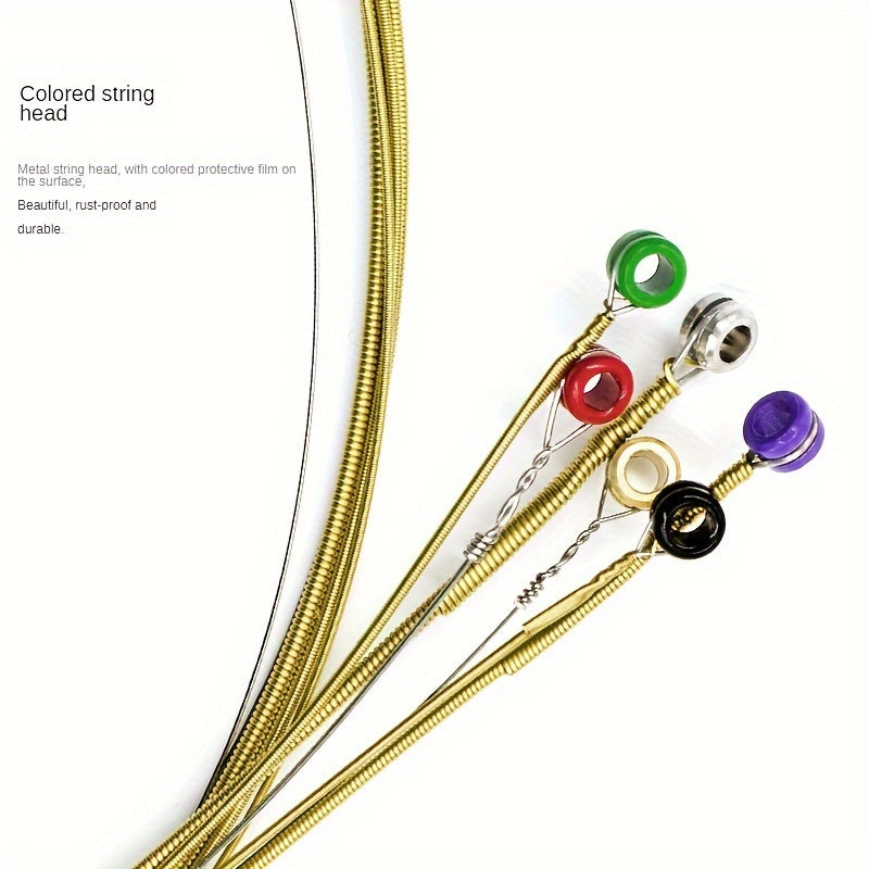 Set of 5 Phosphor Bronze Acoustic Guitar Strings 6-String Pack 0.25-1.34mm