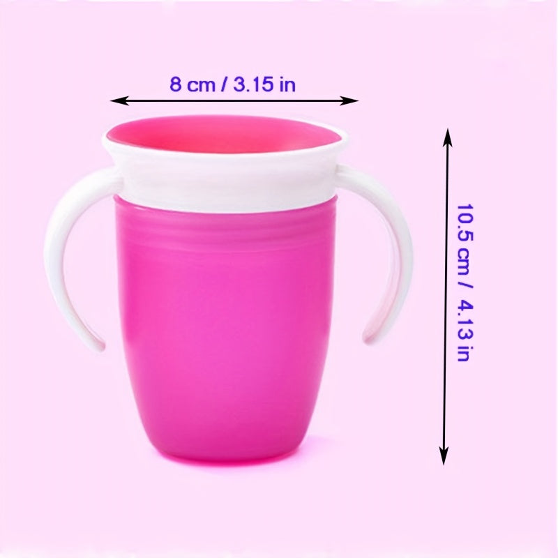 Pink and White Leak-Proof Training Cup for Young Children with Easy-Grip Handles