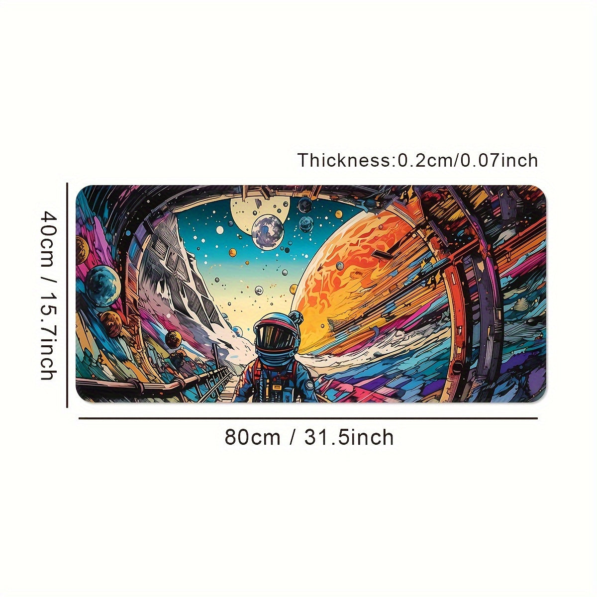 Alfombrilla de ratón de goma grande para juegos con tema espacial, antideslizante, lavable y de gran tamaño