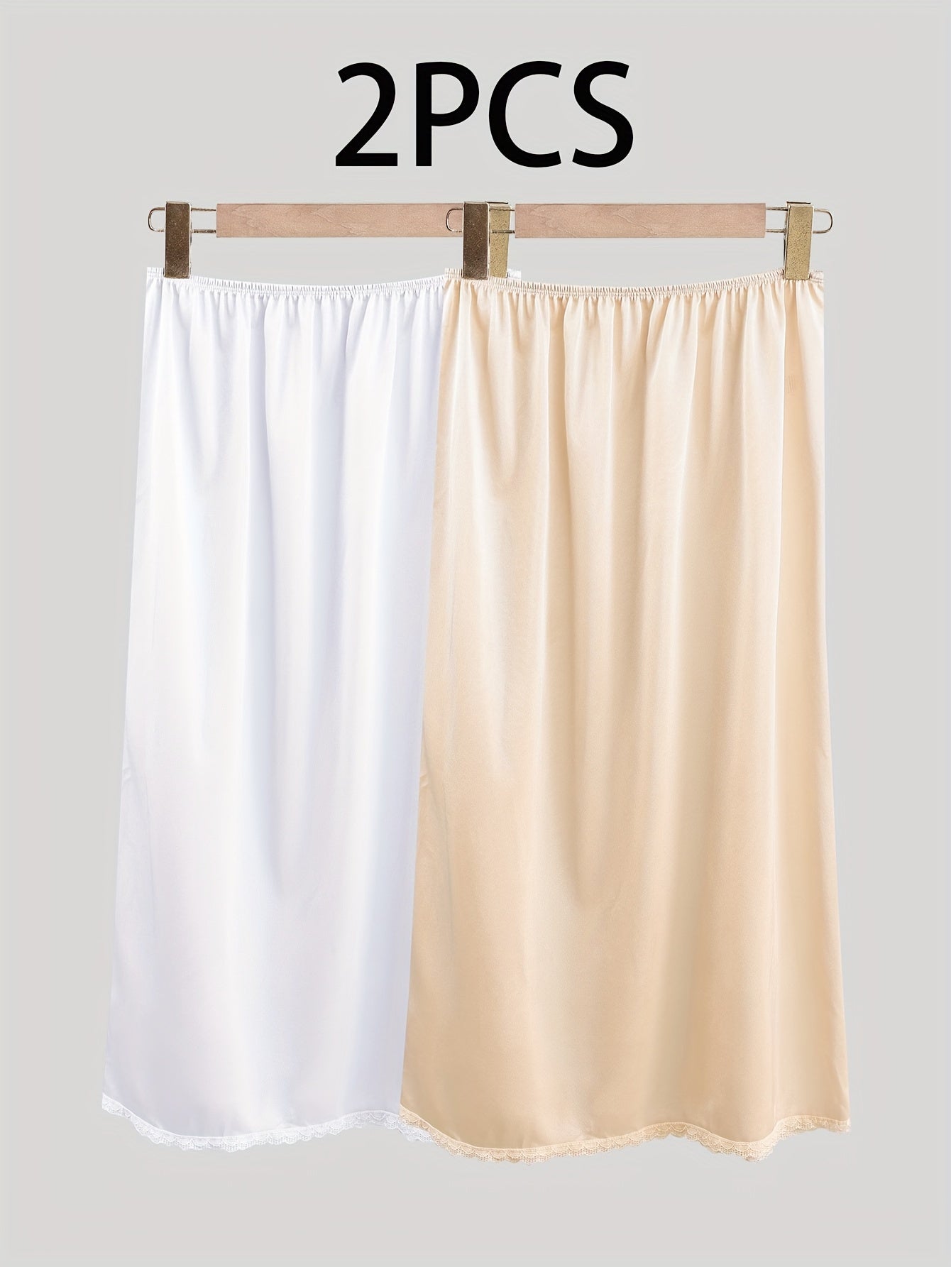 Women's Plus Size Midi Slip Dress Two-Pack All-Season Lace Contrast