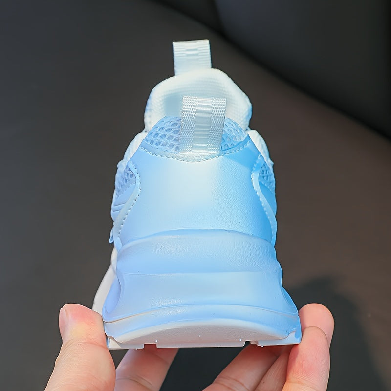 Girls' Gradient Sports Shoes with Easy Twist Buckle Breathable Mesh Non-Slip Rubber Sole for Spring Summer Fall