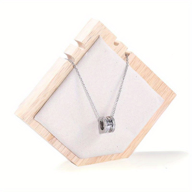 Wooden Jewelry Display Stand for Pendant Necklaces Round Polygonal Shape