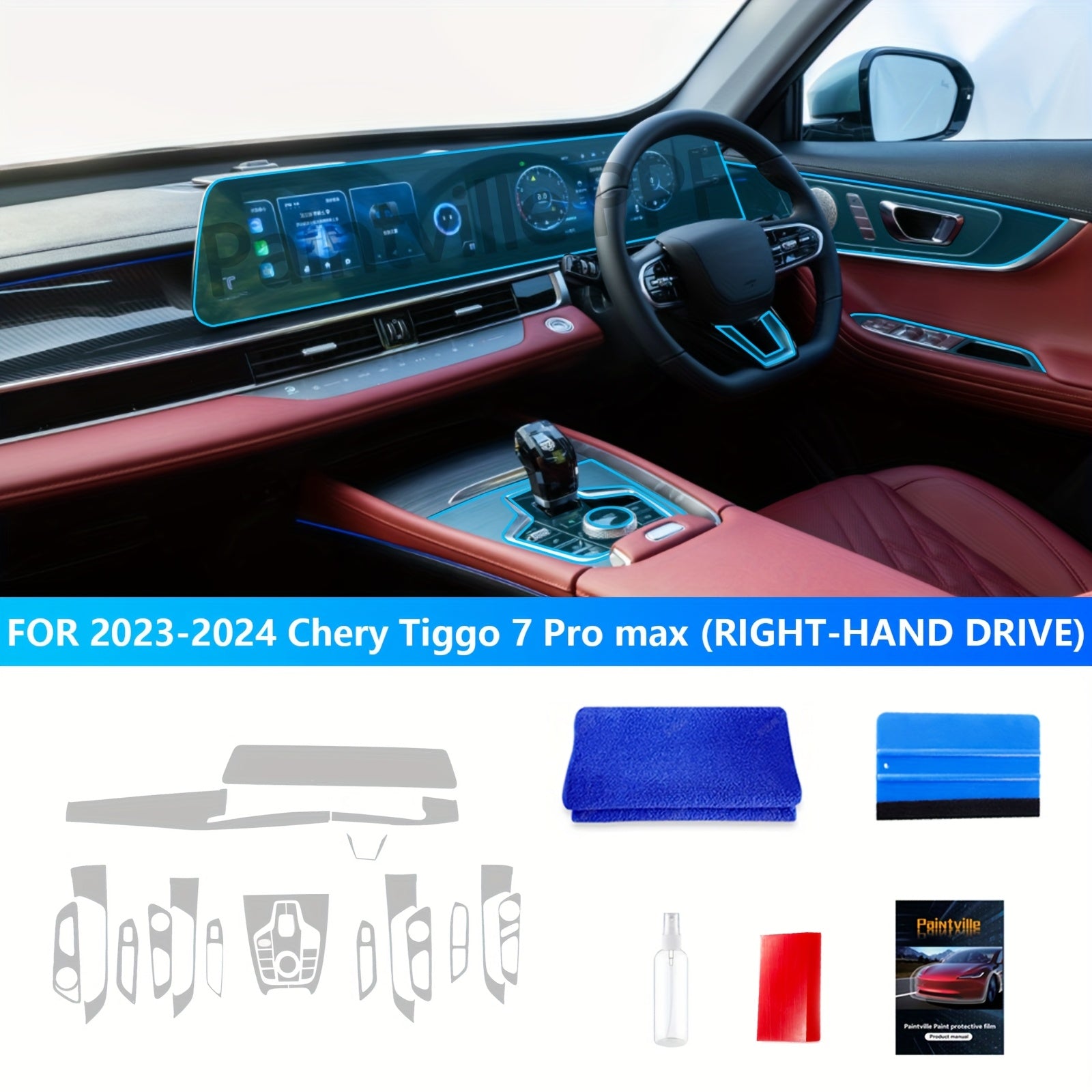 Car Interior Protection Film for Tiggo 7 Pro Max 2023-2024 TPU Screen Protector