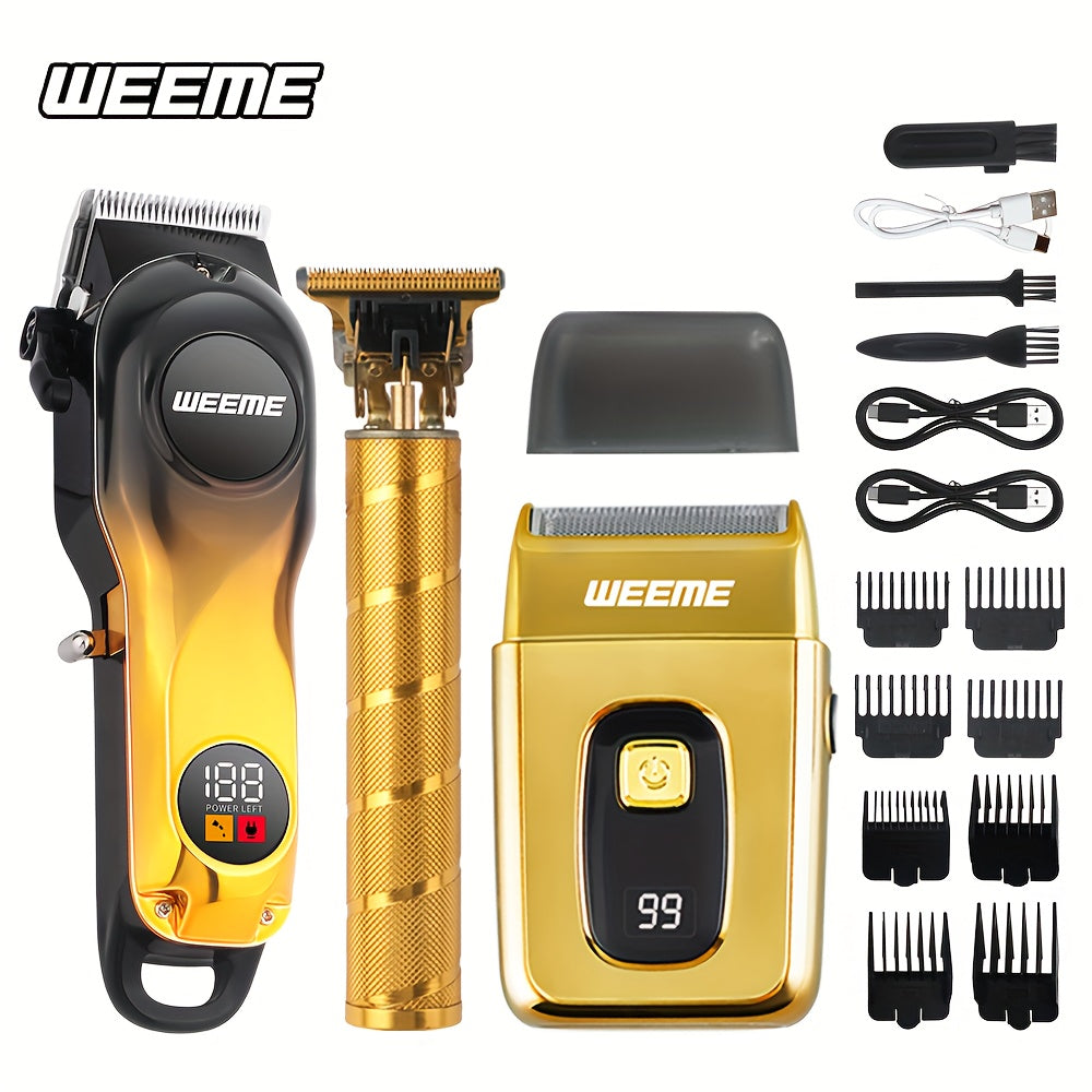 Cordless Electric Hair Clipper Set with Trimmer and Shaper for Men