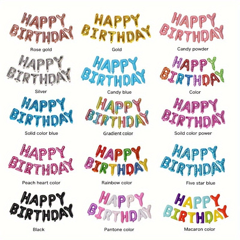 16-Inch Happy Birthday Letter Balloon Set Aluminum Film Party Decorations