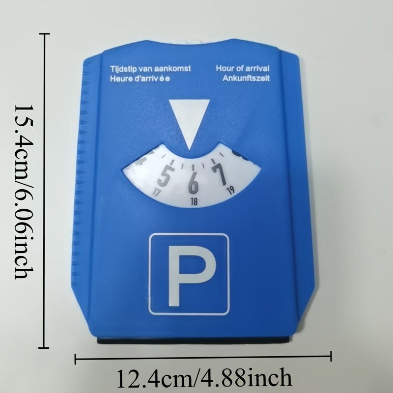 Digital Blue Parking Timer Disc with Ice Scraper 4-Language Display 24-Hour