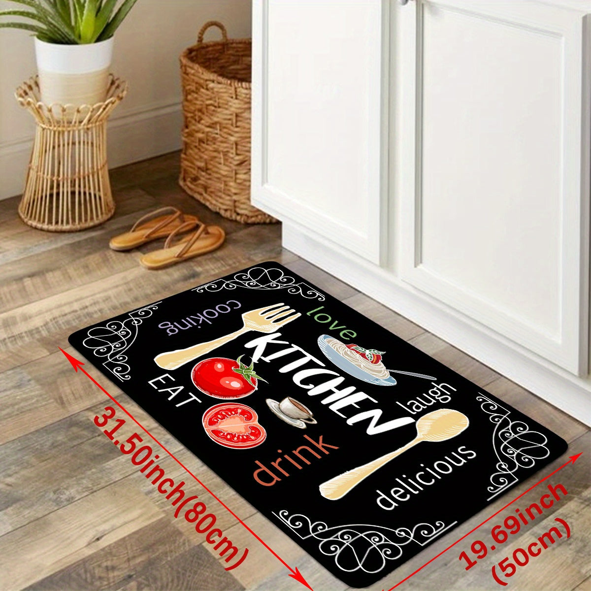 Stain Resistant Memory Foam Kitchen Rug Waterproof Absorbent Non-Slip