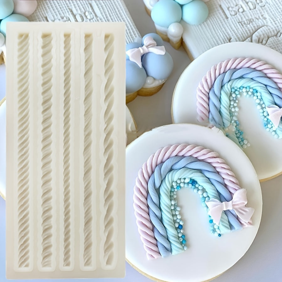 Silicone Mold for Braided Rope Design for Desserts Chocolate Fondant