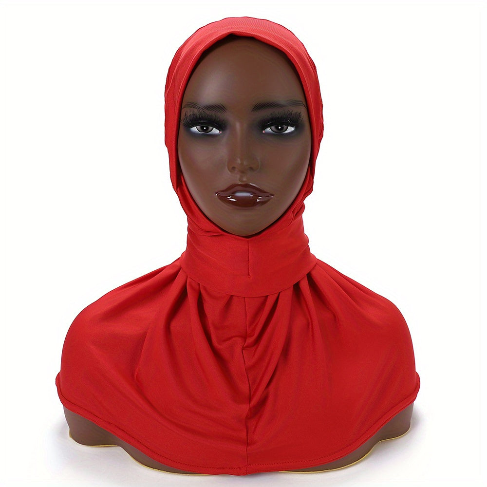 Solid Color Hijab for Women with Elastic Back and Snap Closure