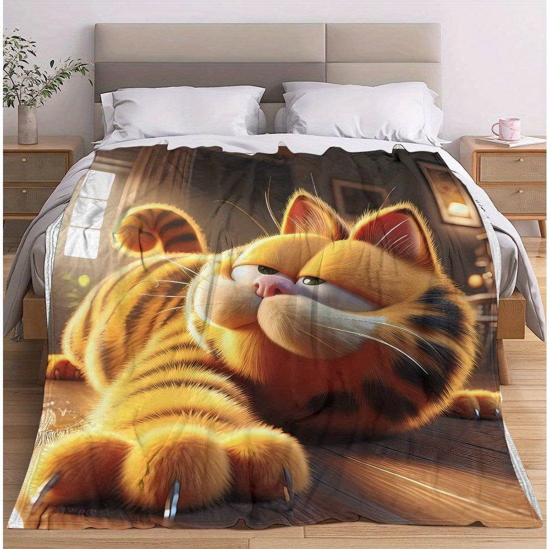 Cartoon Print Fleece Throw Blanket Soft Cozy Bed Couch Decor