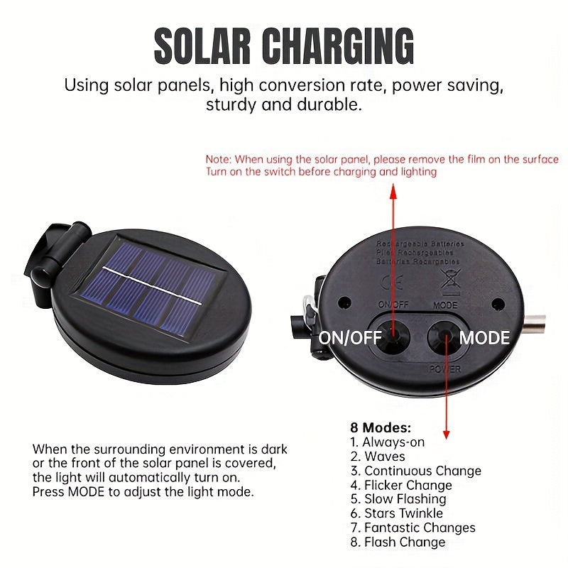 Luces de fuegos artificiales solares con 8 modos, decoración de jardín solar de 200 LED, a prueba de agua IP65