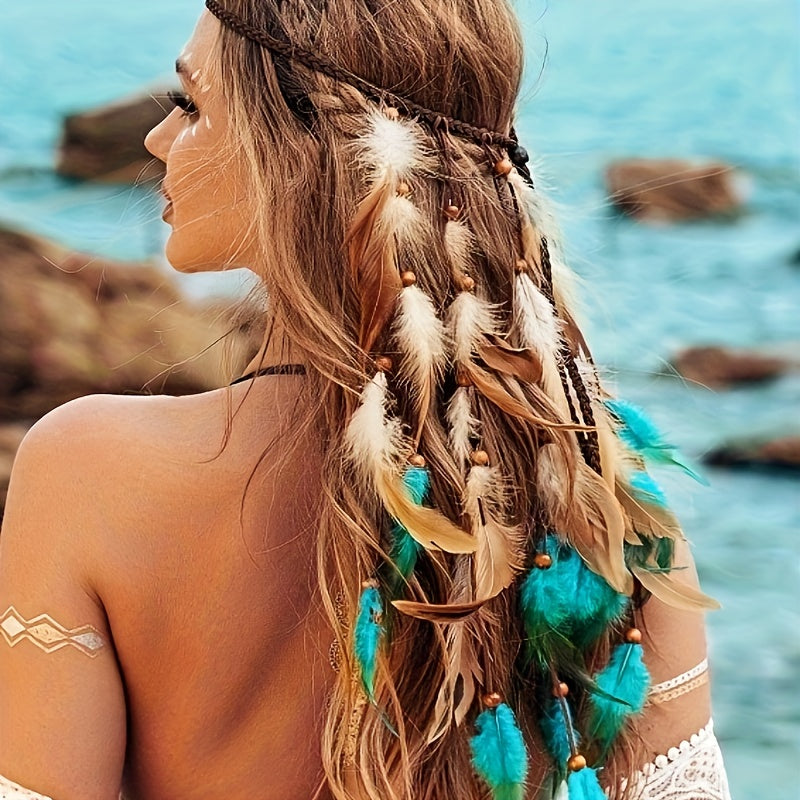 Faux Feather Headband Hair Accessory for Women Boho Style One Size