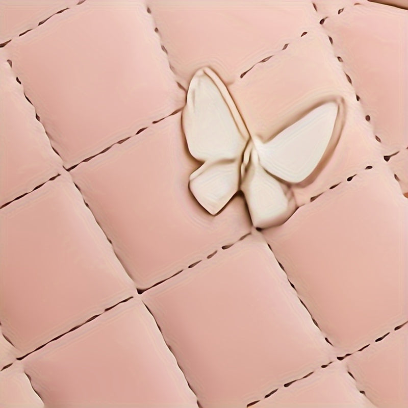 Girls Crossbody Bag PVC Diamond Lattice Adjustable Zipper Casual Fashion