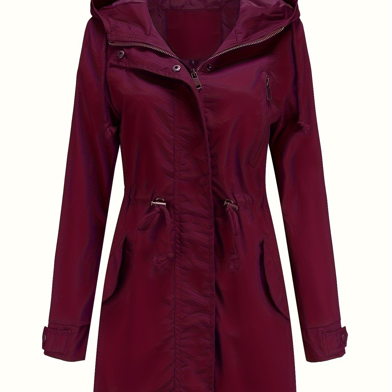 Women's Casual Windbreaker Jacket with Hooded Design, Waist Cinching, Slimming Fit, All-Season Outdoor Sportswear