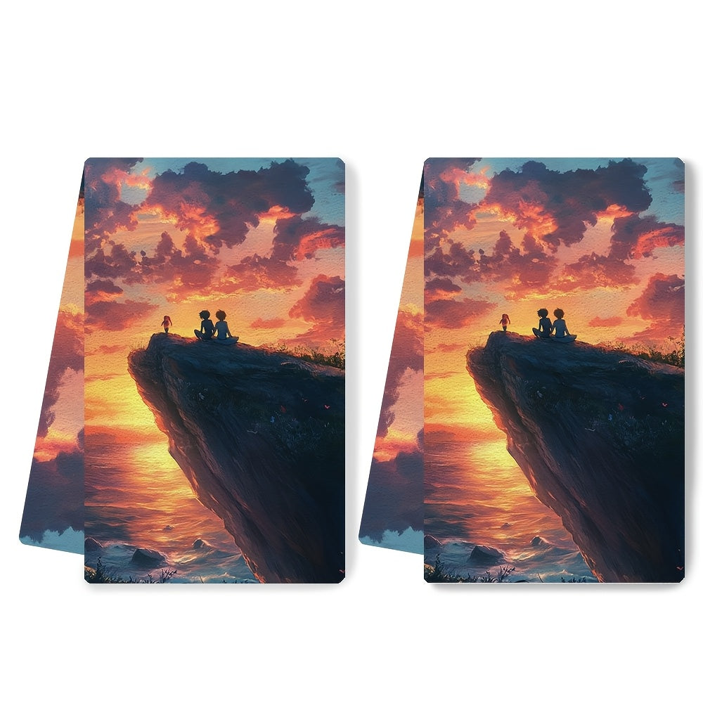 Set of 2 Ultra Soft Kitchen Towels with Anime Characters 16x24 Inches Highly Absorbent