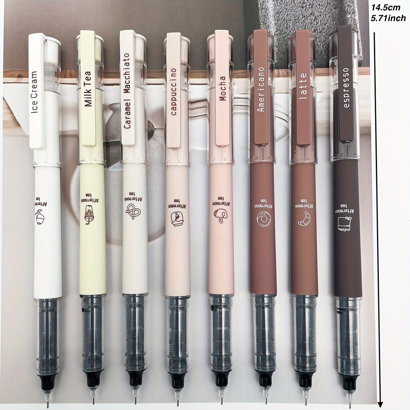 6/8 Coffee Theme Gel Pen Set Quick-Drying No Smudge for Note Taking Drawing Office