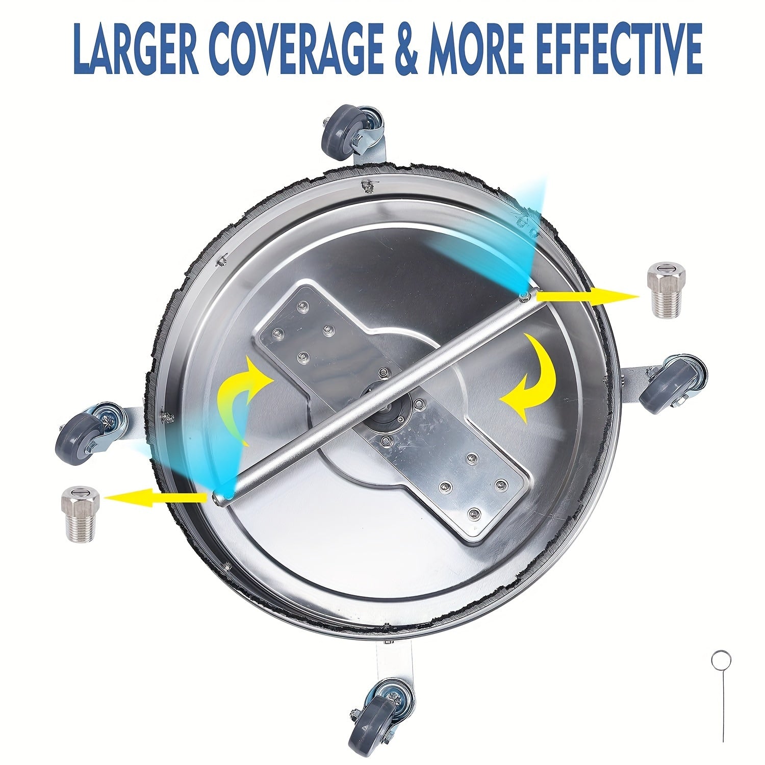 High-Pressure Surface Cleaner Stainless Steel 50.8cm for Electric Power Washers Driveways Decks Sidewalks Patios