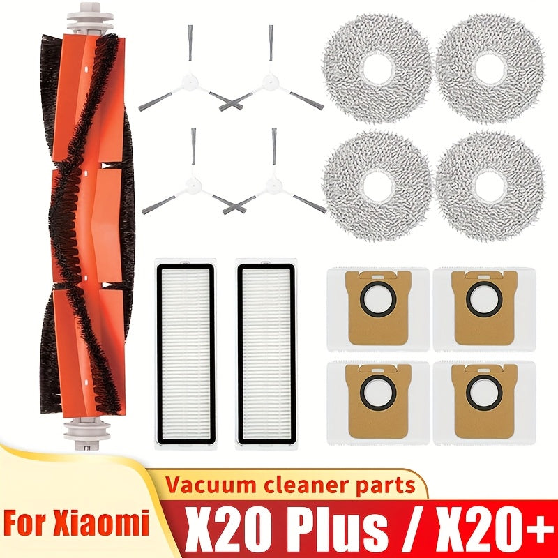 Запасные части для роботизированных пылесосов Xiaomi, включая основную щетку, боковую щетку, HEPA-фильтр, мешок для пыли и салфетку для уборки для повышения эффективности уборки. Улучшите свой пылесос