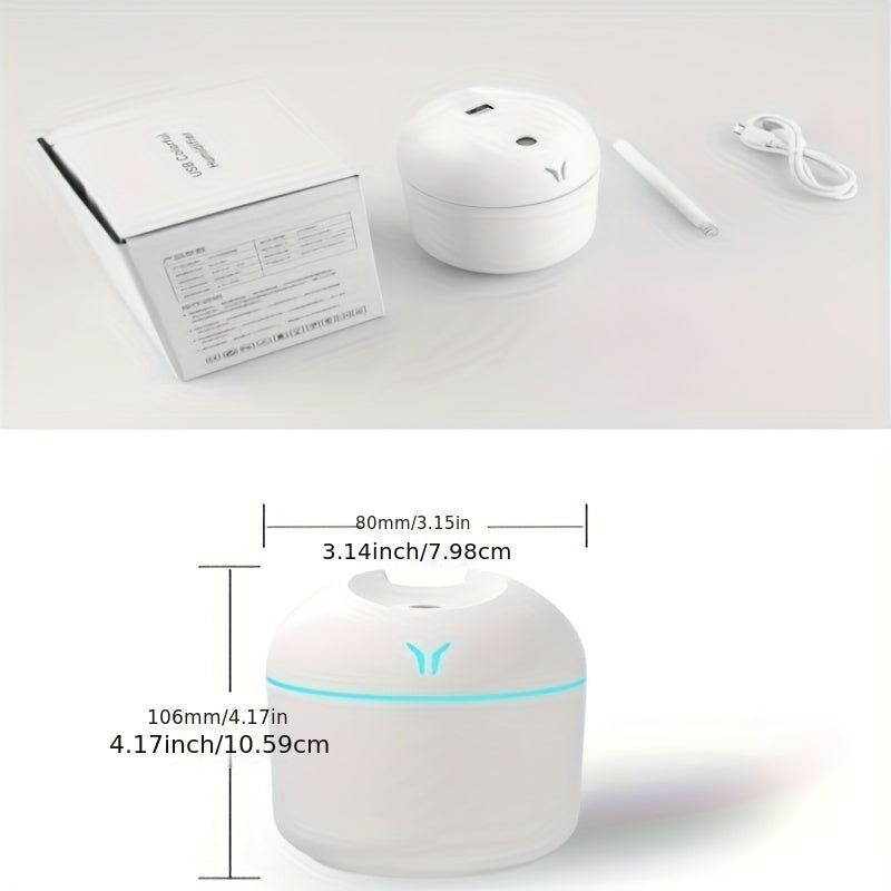 Portable USB Humidifier with Cool Mist LED Light for Home Office Car Room Refreshment