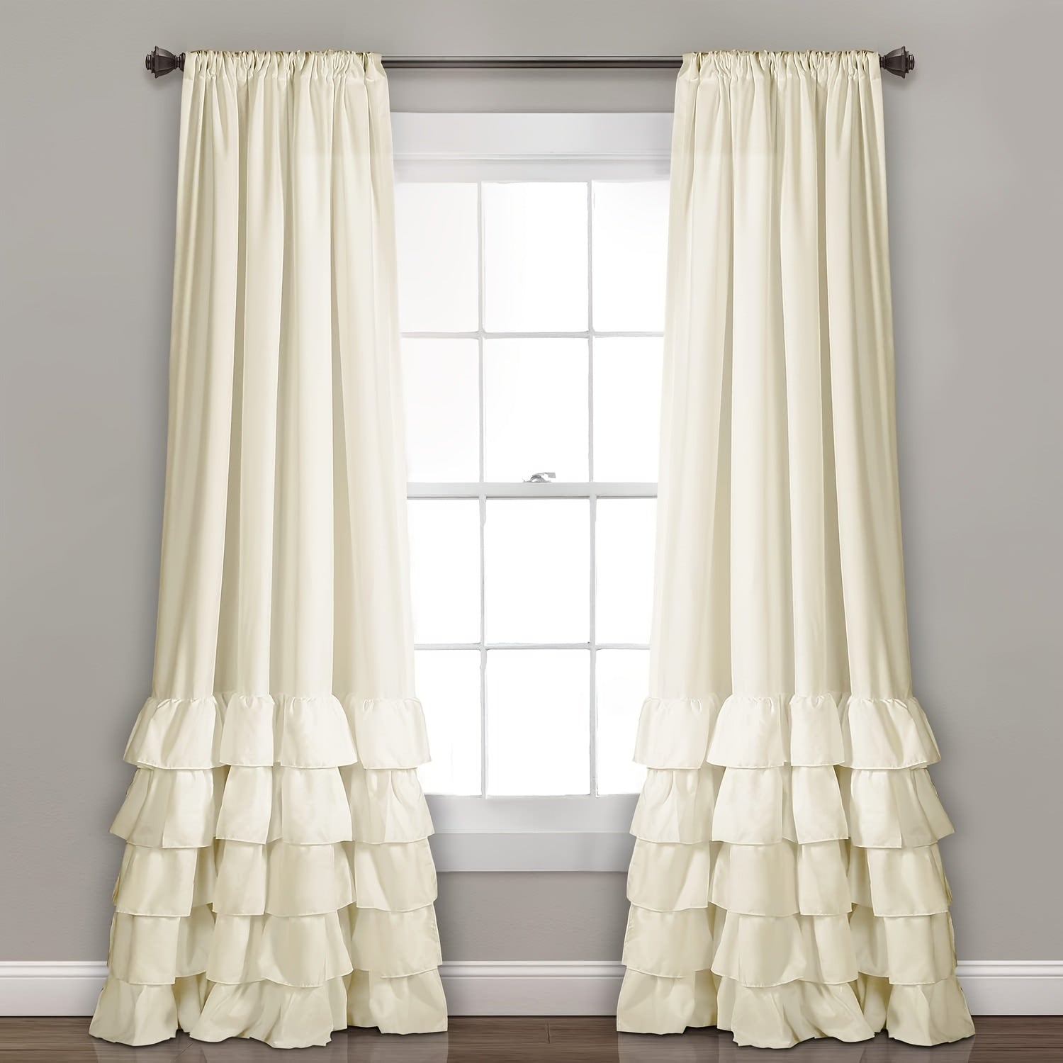 Heavy Duty Pleated Lace Window Curtains for Living Room 132cm x 213cm