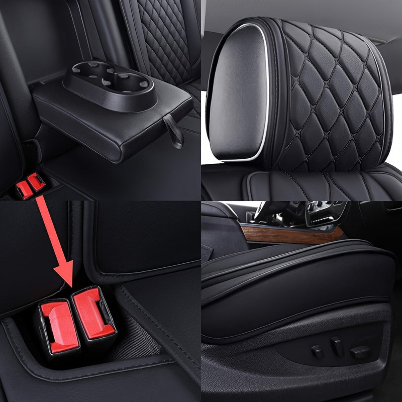 Custom Fit Waterproof Faux Leather Seat Cover Full Set for Crew Cab Pickup
