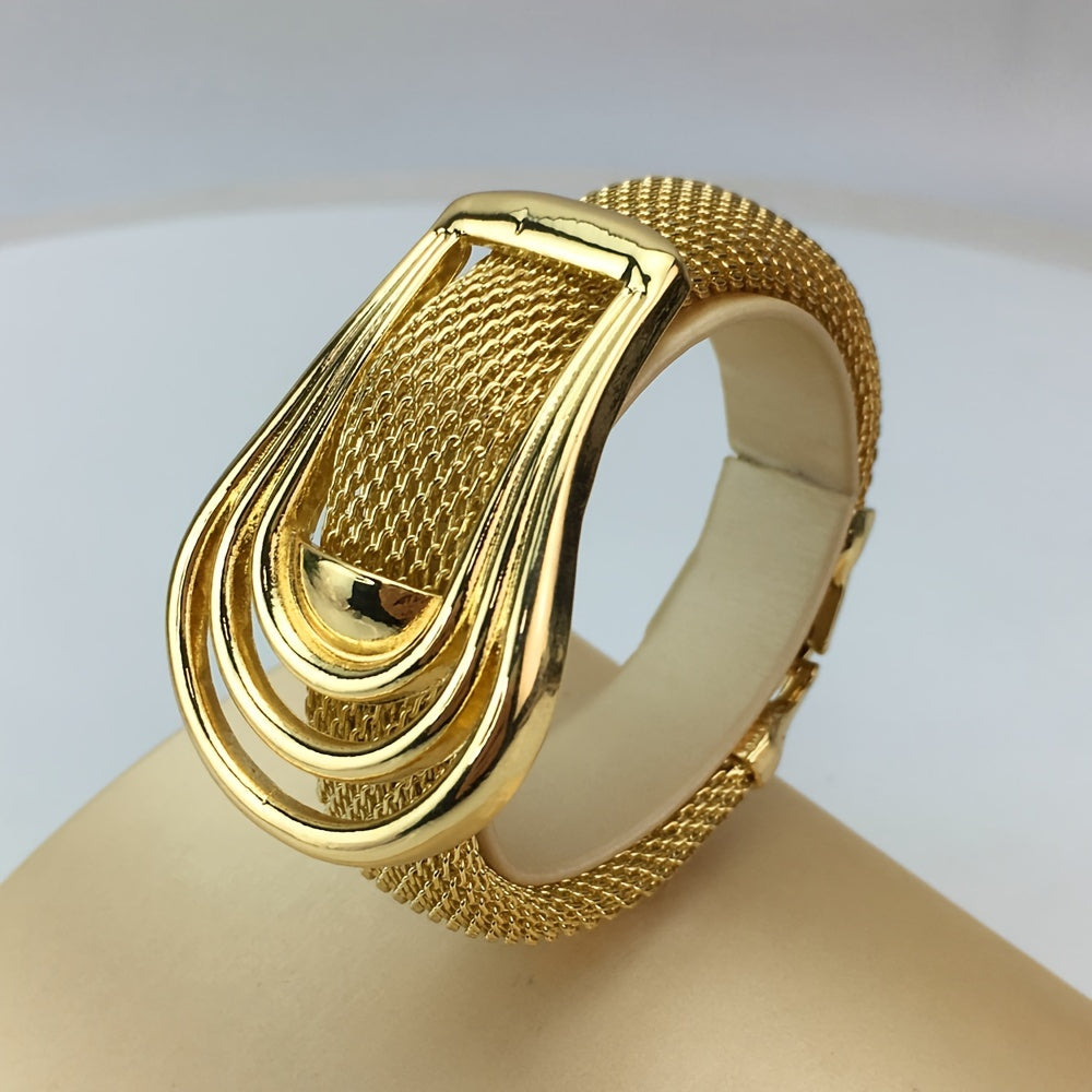 Gold Plated Jewelry Set with Earrings Necklace Bracelet Ring for Parties