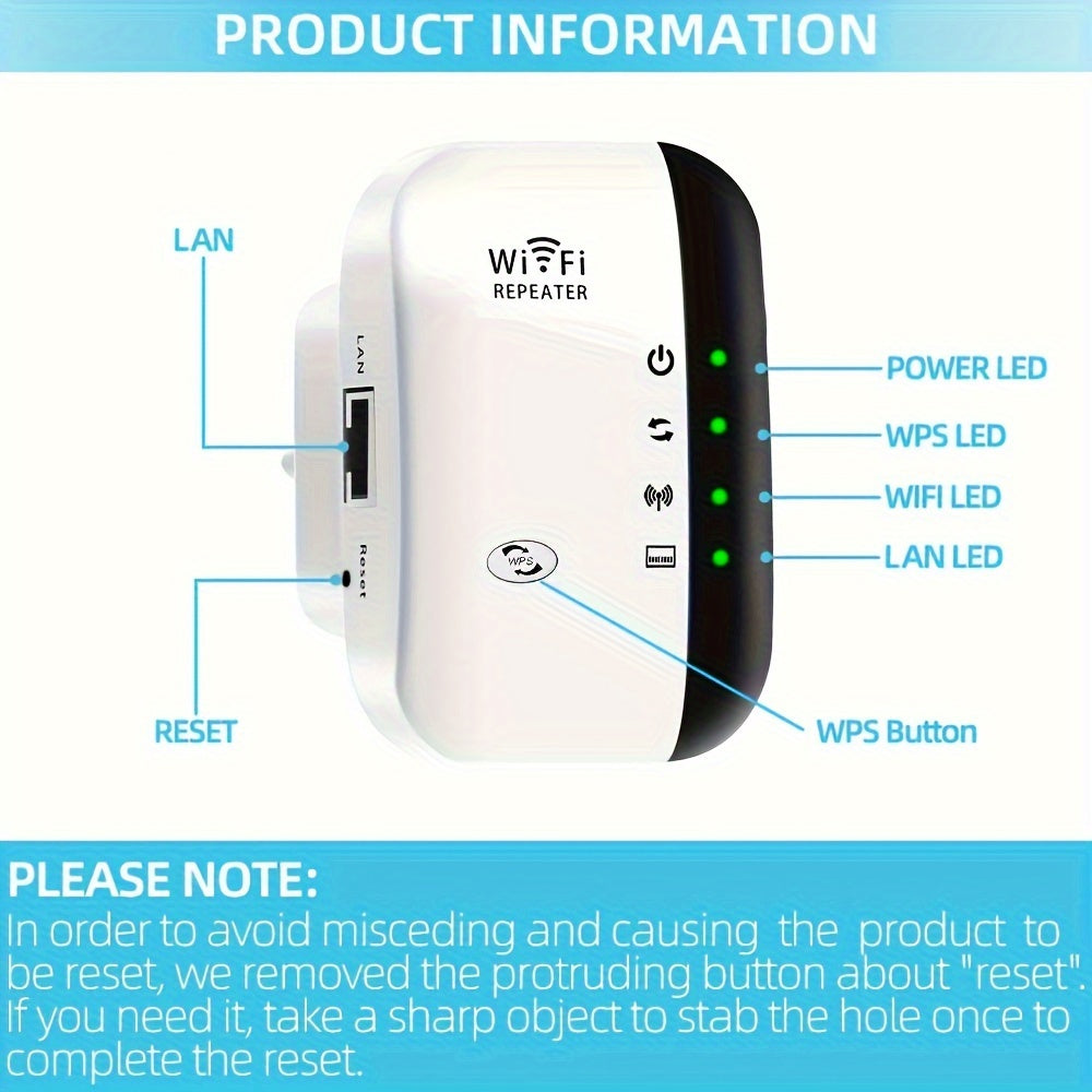 WiFi Extender Boost Signal for Home Office Ethernet Port Easy Setup