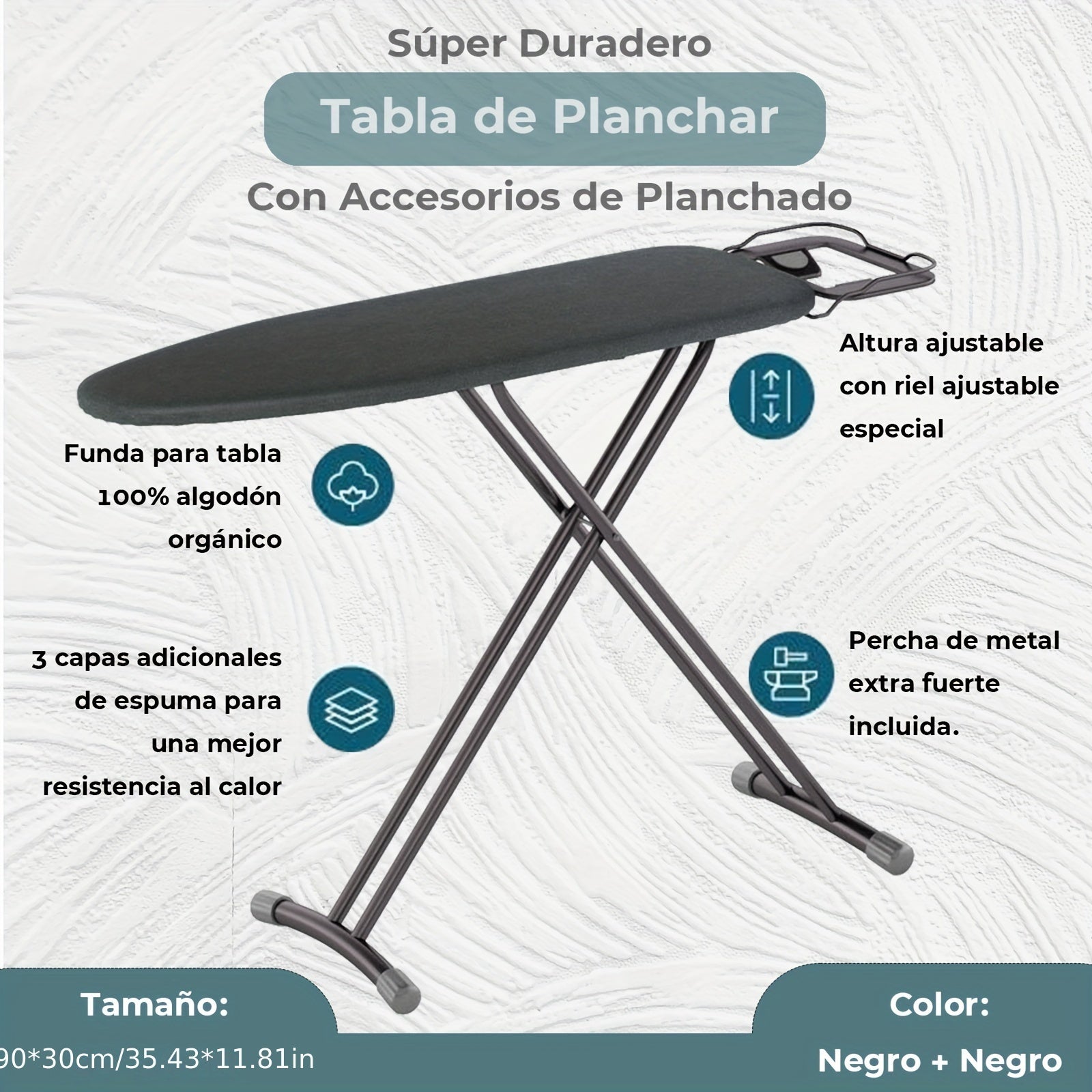 Adjustable Height Ironing Board with Folding Stand, Compact Alloy Steel 89x30 cm