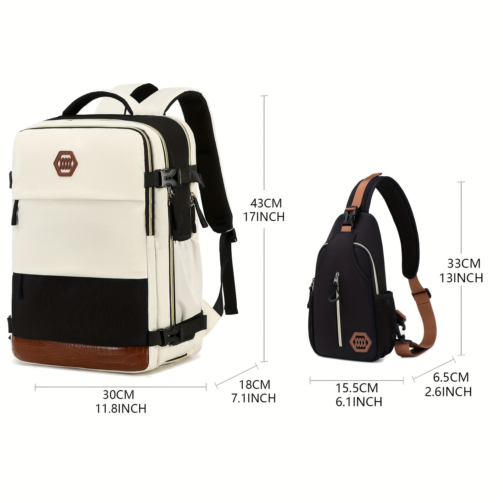 Ayollar uchun sayohat backpacki, poyabzal bo'limi bilan, noutbuk sumkasi, sozlanadigan kamar, zip yopilishi