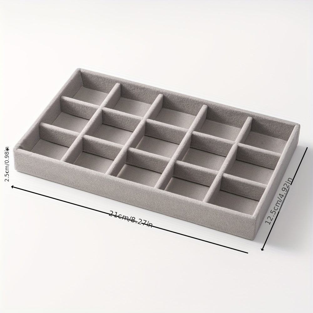 Nylon Light Grey Jewelry Tray 21x12.5cm Mini Ring Storage Box for Travel and Home