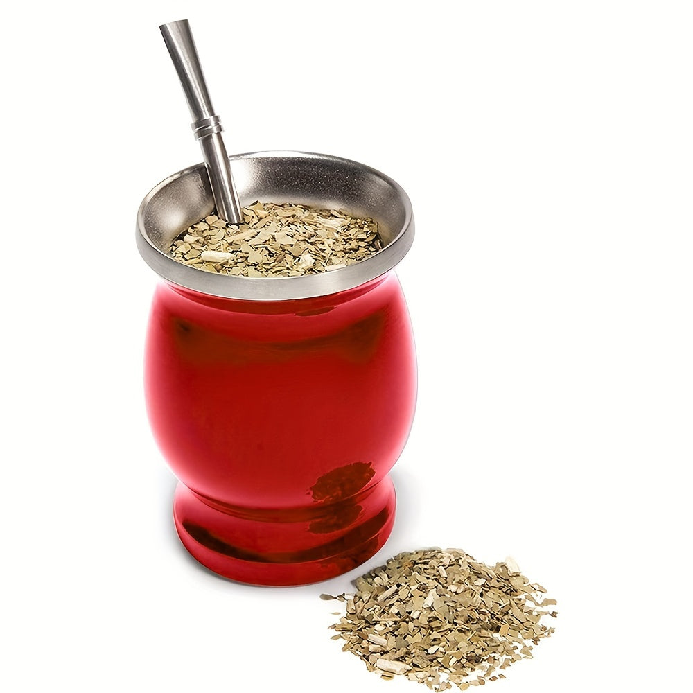 8oz Stainless Steel Yerba Mate Set with Bombilla Straw and Brush for Gifting