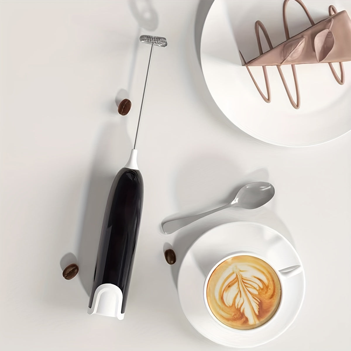 Electric Milk Frother Plastic Drink Foamer Whisk Mixer 1000RPM Battery Powered