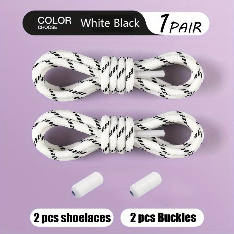 Teenagers Elastic Colorful Shoe Laces with Buckles and No Tie Needed (2 Pairs)