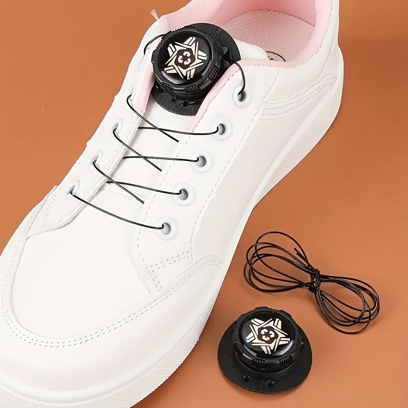 Unisex Self-Locking Shoe Laces Retainer with Automatic Rotating Buckle
