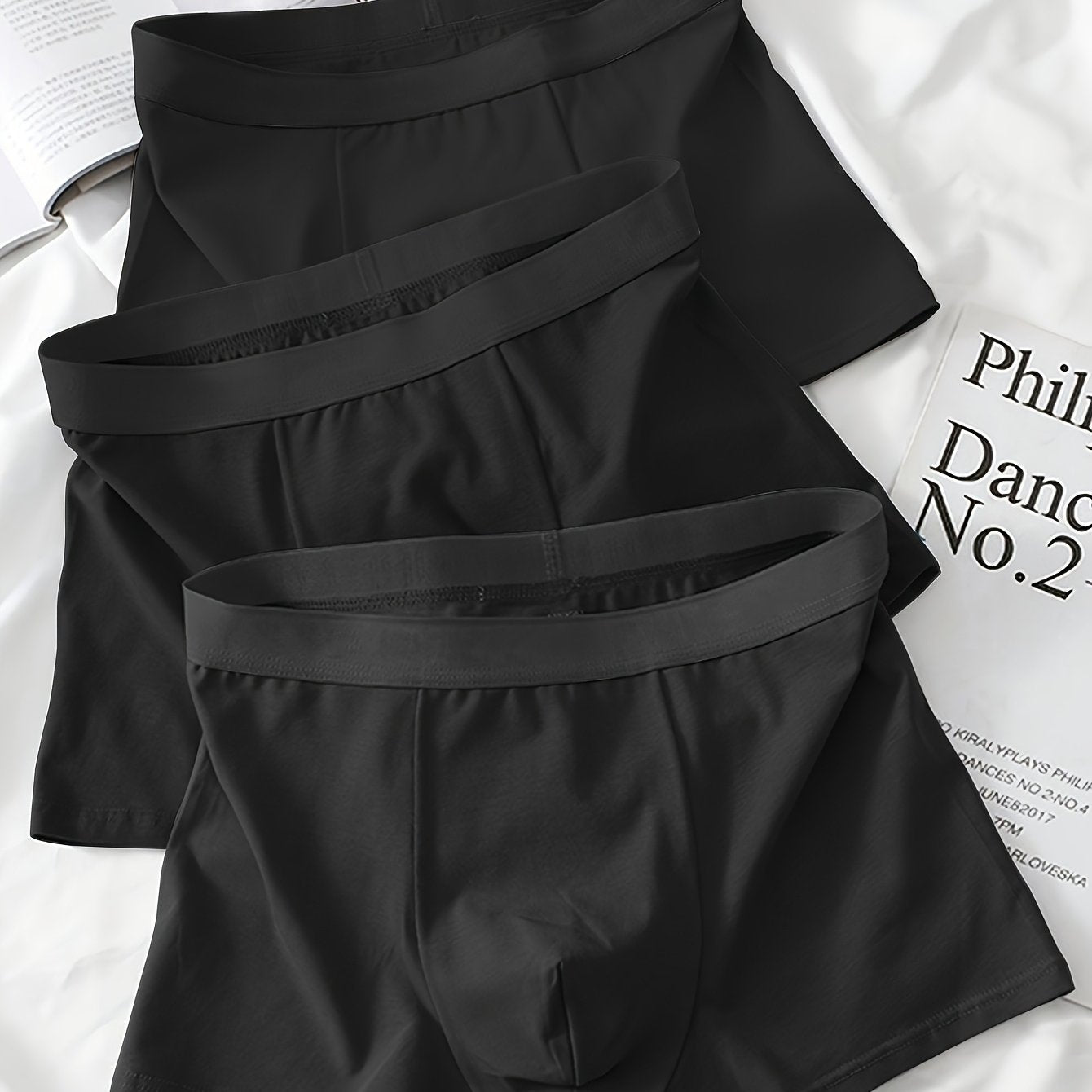 Men's Cotton Elastic Sports Underwear 3-Pack Large Size Shortie Casual