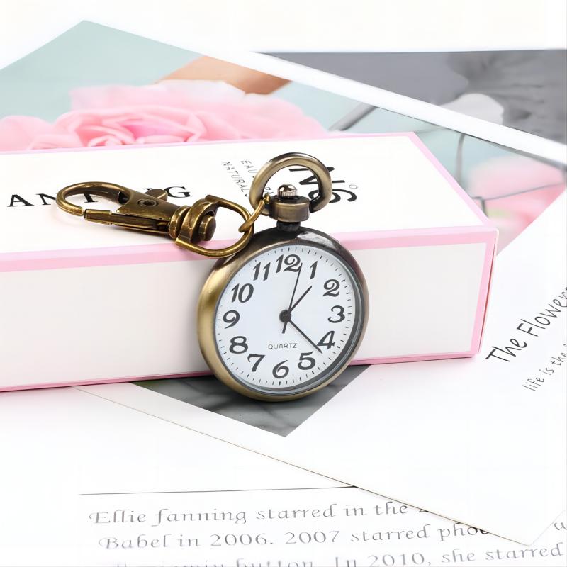 Large Transparent Pocket Watch Keychain for Nurses Students Exams Quartz Movement