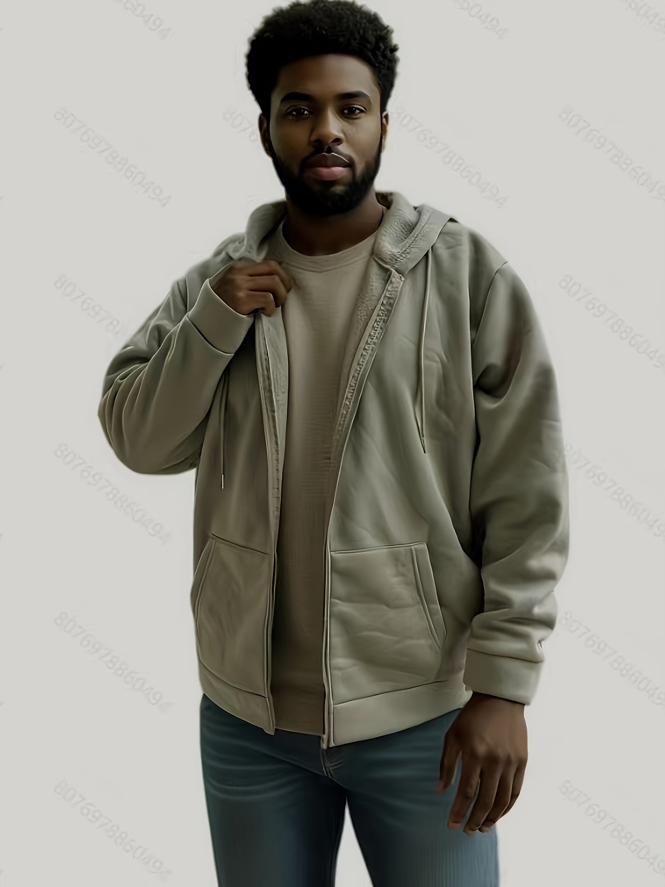 Men's Relaxed Fit Zip-Up Hoodie with Pocket and Hooded Style for Casual Sportswear