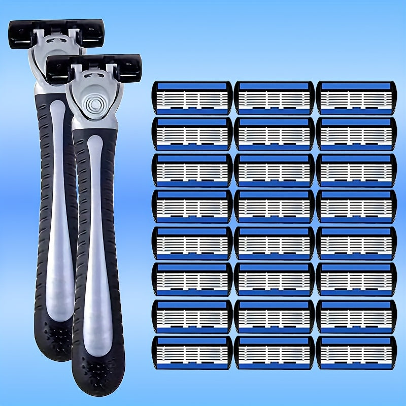 Мужской стальной двусторонний бритвенный станок для удаления волос с запасными лезвиями