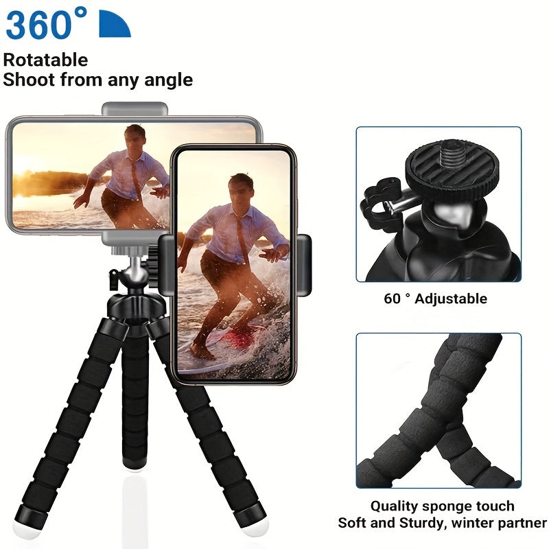 Mini Octopus Tripod for Phones and Cameras 360° Rotation Portable Clip