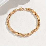 Pulsera ajustable de cadena de eslabones con baño de oro en acero inoxidable para mujeres