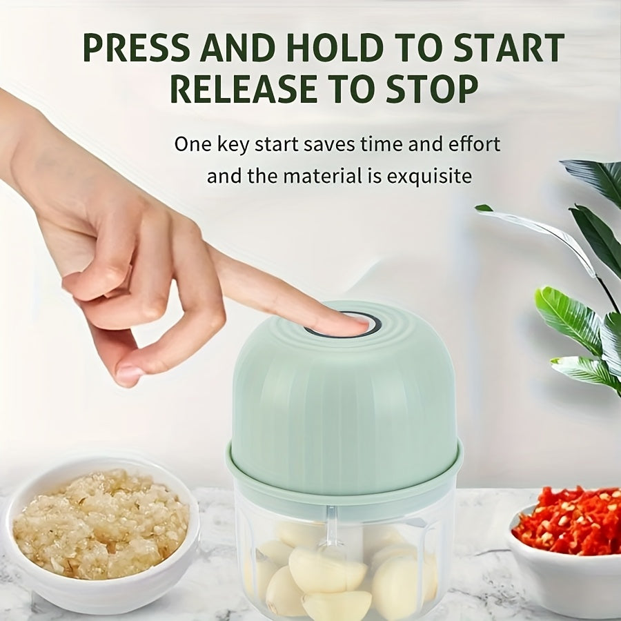 Picador de comida mini portátil, recargable, 3 cuchillas de acero inoxidable, batidora de cocina inalámbrica