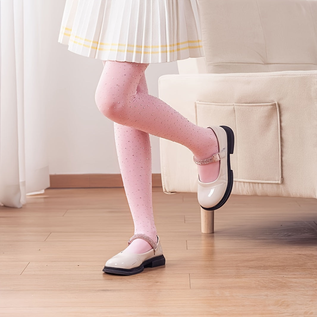 Girls Diamond Decorated Tights for Dancing Spring Summer Knit Polyamide Spandex