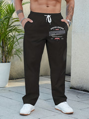 Мужские повседневные широкие штаны с принтом и шнурком