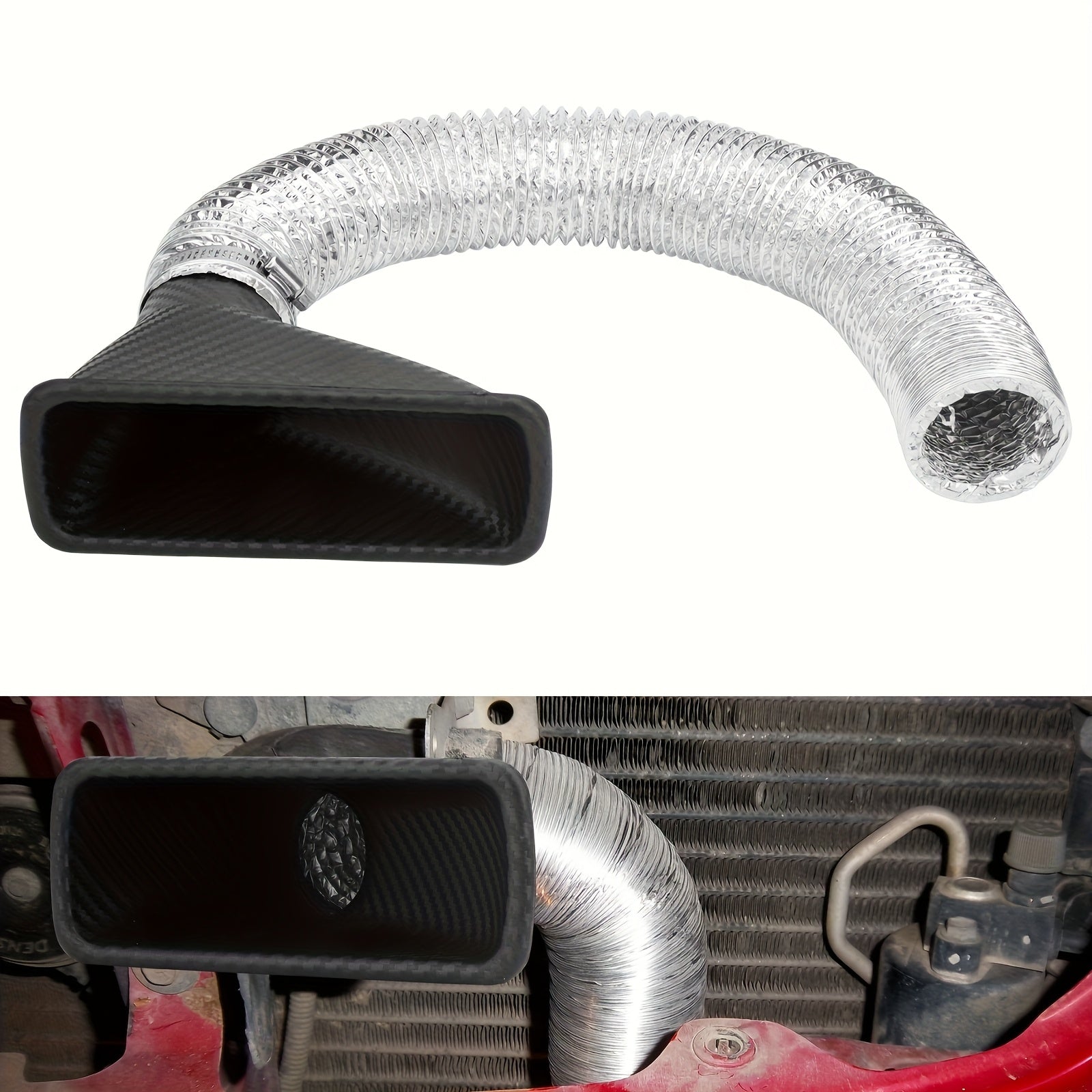 Трубка впуска автомобиля с узором из углеродного волокна, круглая, квадратная, ABS, теплоотвод