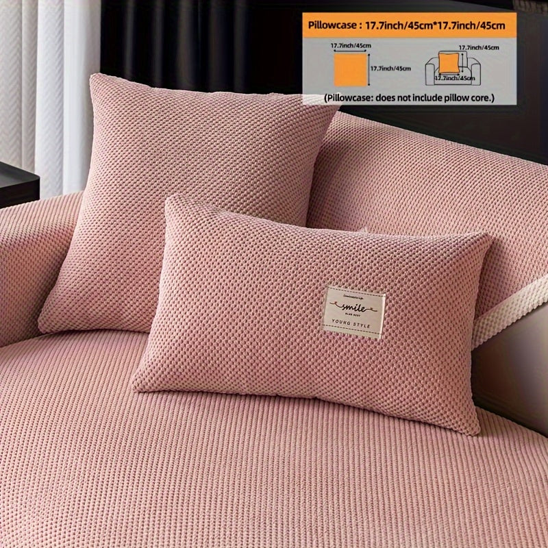 Hozirgi zamonaviy plush divan qopqog'i, barcha fasllar uchun korduroy chekkali